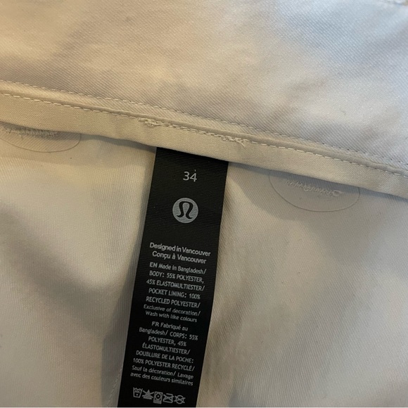 Lululemon Relaxed Tapered Trouser Classic White Pants Size 34 - Picture 11 of 11